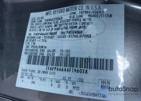 2004 Ford Mustang from USA, damaged, VIN 1FAFP44644F196058